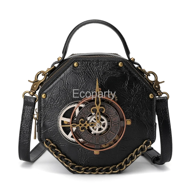 

Steampunk PU Leather Messenger Bag Gothic Handbag Retro Handheld Crossbody Shoulder Bags Costumes Accessory 2023