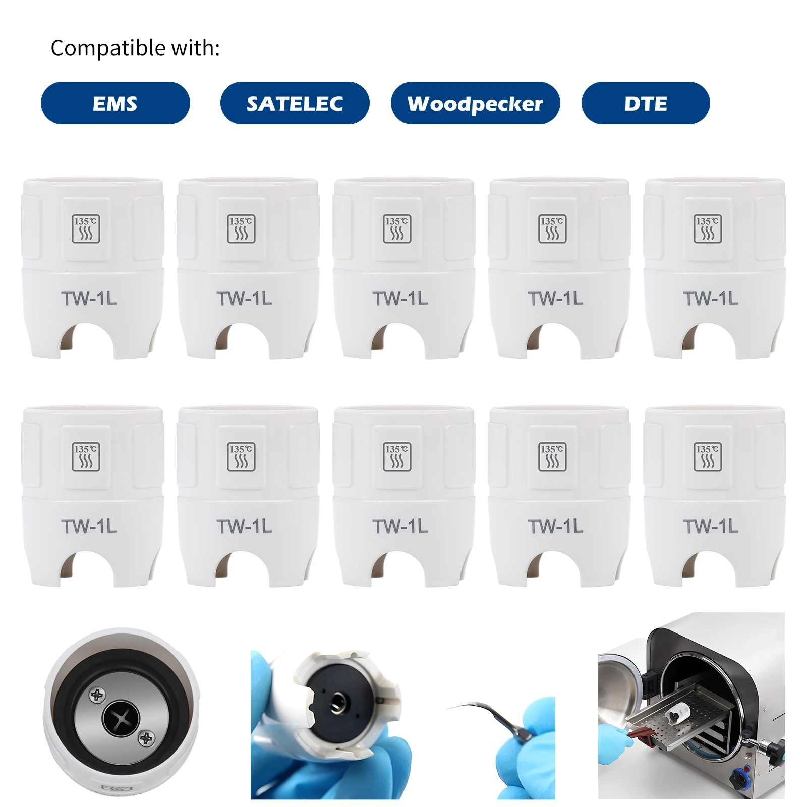 

Набор из 1-10 насадок для стоматологического скалера с ключом для затяжки, совместимые с SATELEC/EMS/WOODEPCKER/NSK/DTE, инструмент для стоматологии