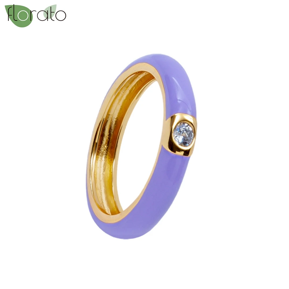 Premium Gold Überzogene Bunte Emaille Engagement Ringe für Frauen Mode Hochzeit Luxus Schmuck Party frauen Zubehör