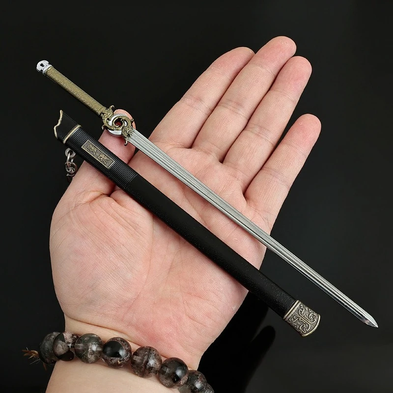 22 cm/8.66in Film en TV Perifere Xiao Qiushui Lange Lied Zwaard Met Schede Sleutelhanger Wapen Model Metal Craft jongen Hanger Gift