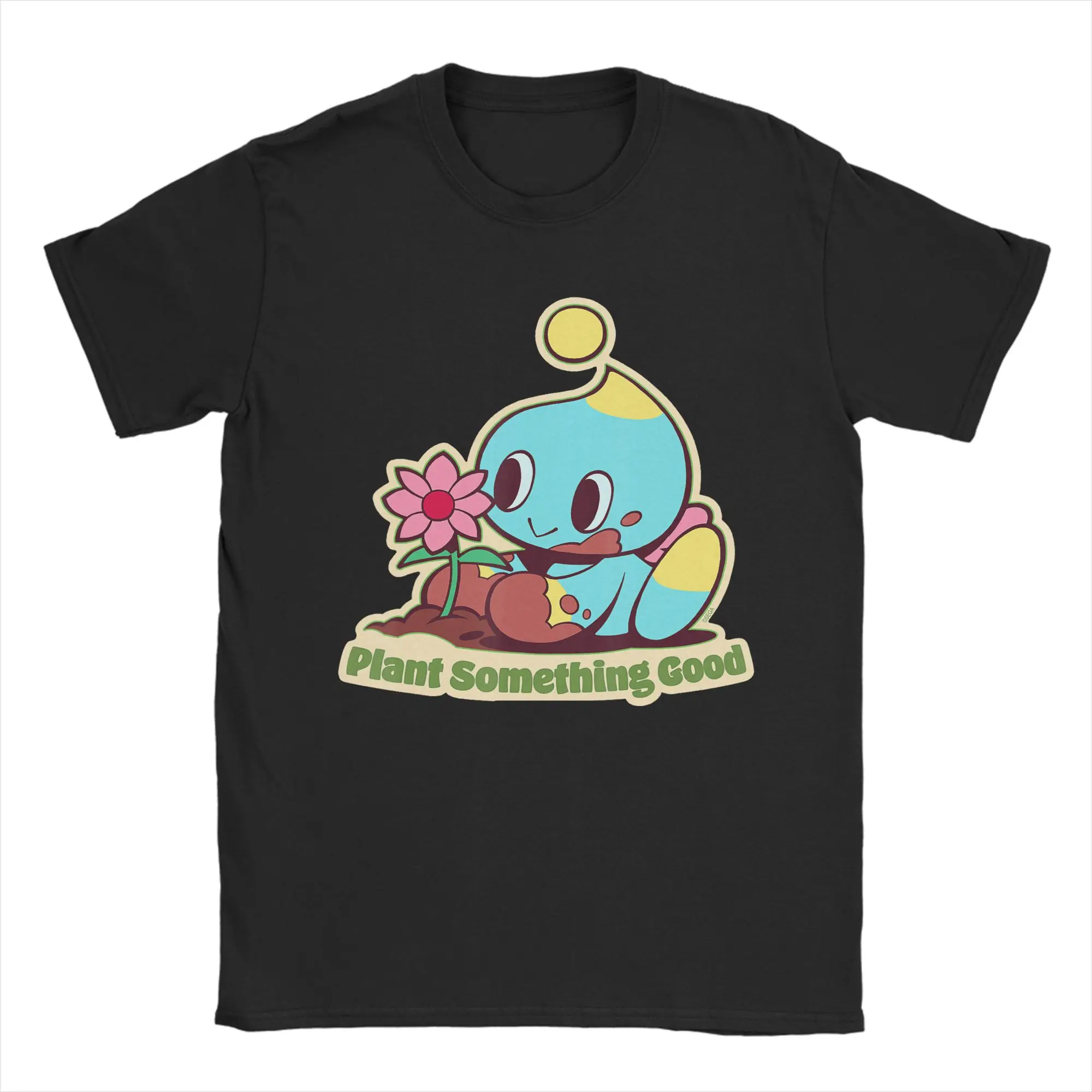 Novelty Plant Something Good Earth Day Chao Hedgehogs Cartoon T-Shirt for Men Crew Neck 100% Cotton T Shirt  Short Sleeve Tees