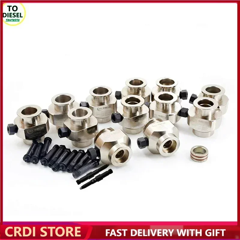 

12PCS CRIN Common Rail Diesel Injector Clamp Adapter Holder with Built-in Oil Return Fixture Repair Tool for Bosch Denso