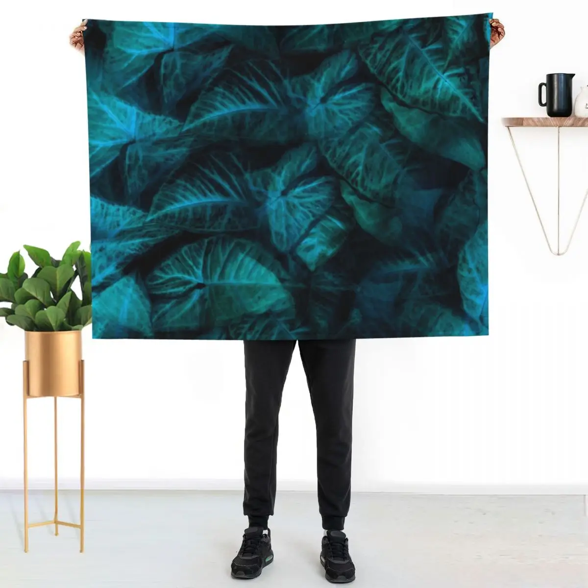 Flowers, Leaves Throw Blanket Modern Design Soft Blanket for Home Decor