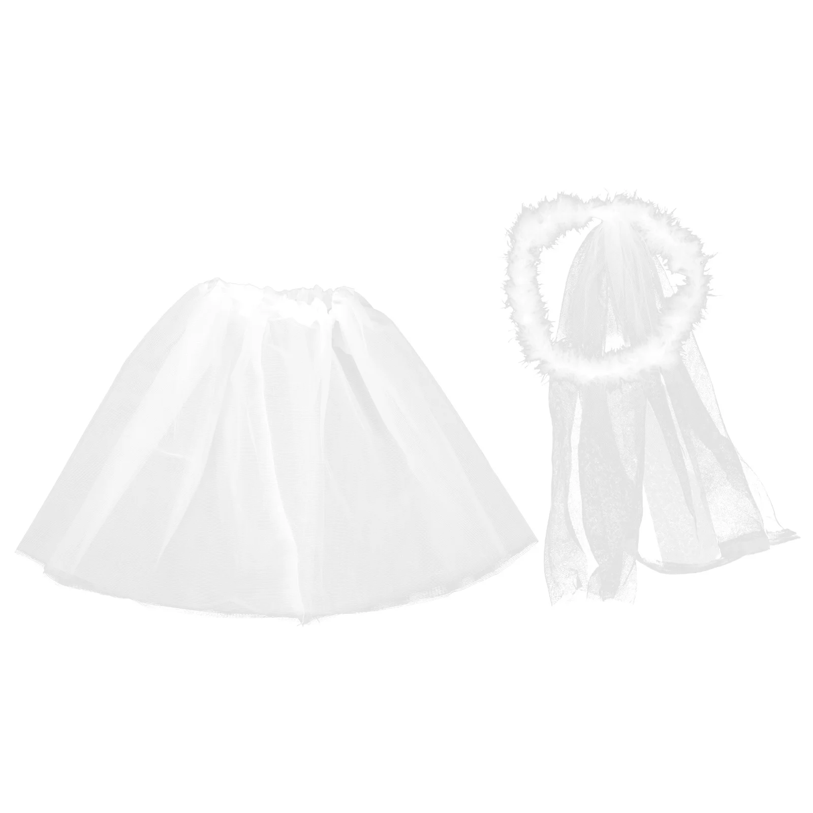 1 세트 어린이 머리띠 거즈 스커트 할로윈 의상 어린이 파티 코스프레 공연 의상 머리띠가있는 거즈 스커트