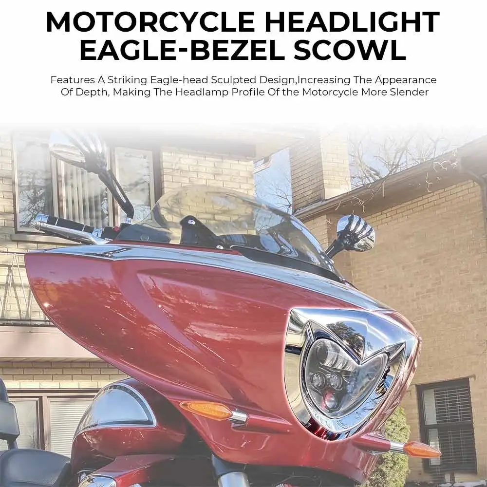 For Victory Cross Country 2010-2017 Victory Cross Roads 2010-2012 Front Headlight Visor Trim Cover Chrome ABS Plastic Motorcycle