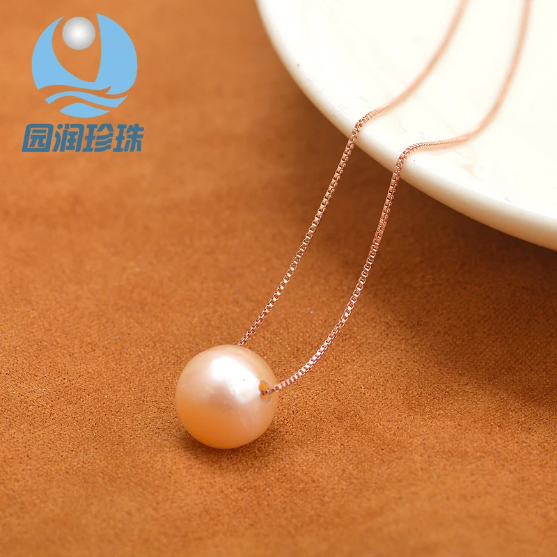 

925 silver plated with platinum, white 10mm large-hole round cultured pearl single bead style