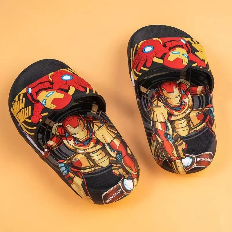 Fashion Children Girls Slippers Cartoon Captain America Spiderman Iron Man Baby Boys Flat Kids Home Anti Slip Indoor Beach Shoes