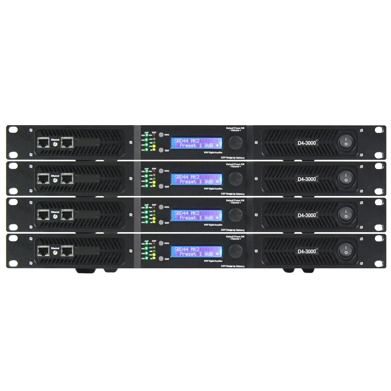 D4-3000 DSP Software Control 4 channel High Watt Class d Power Amplifier