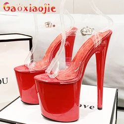 Platform Women's Sandals 20cm Ultra-high Heel Transparent Sexy Heels Stage Show Dress Shoes Crystal Women's Fine Heels Pumps