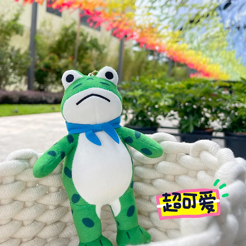 New cute online celebrity selling baby frog plush toy pendant big eye green frog doll doll bag pendant