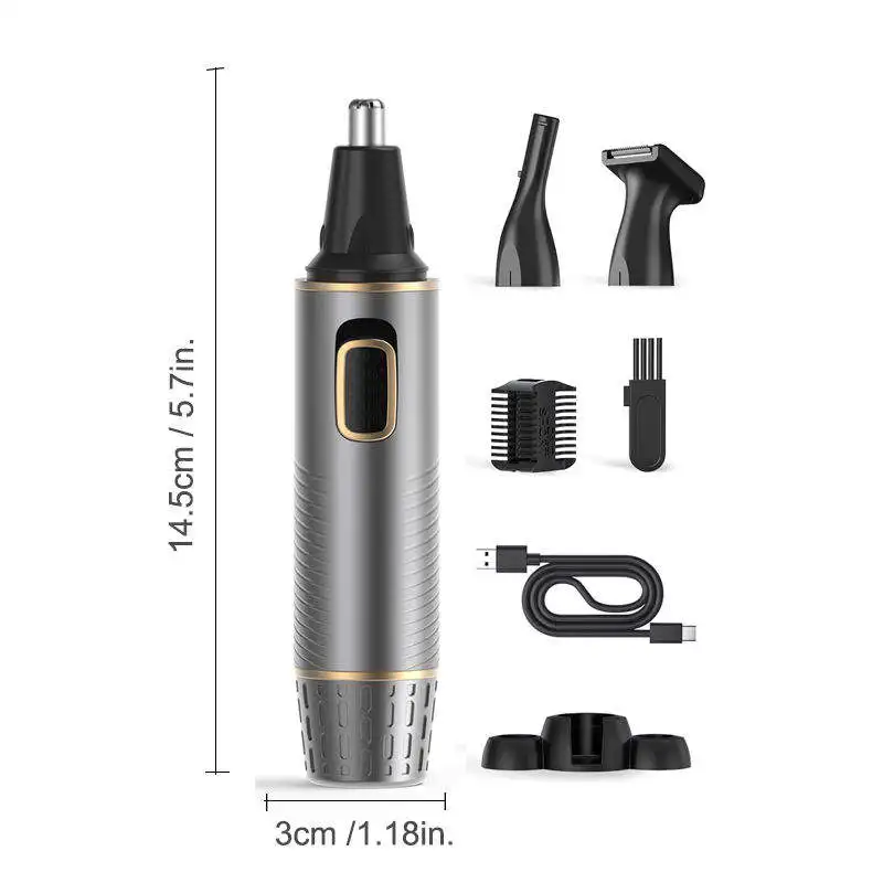 

Портативный триммер для носа USB Type-C, электрическая светодиодная лампа, машинка для стрижки волос в носу, бритва для бороды, мужской комплект для ухода за волосами