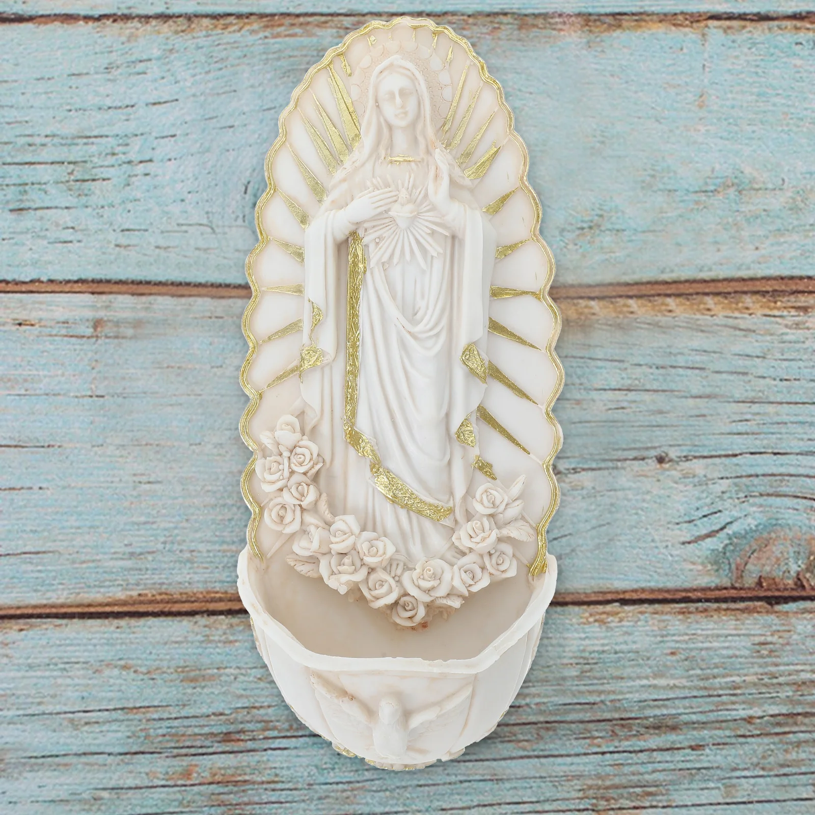 

Religious Wall Sculpture Holy Pool Pendant Hanging Ceramics Virgin Mary Christ Water Font