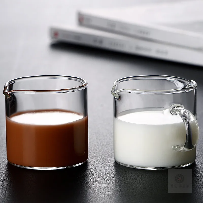 

Clear Graduated Glass Measuring Cup Espresso Shot Glass 2oz Double Spouts Espresso Measuring Cup with handle Mini Milk Cup