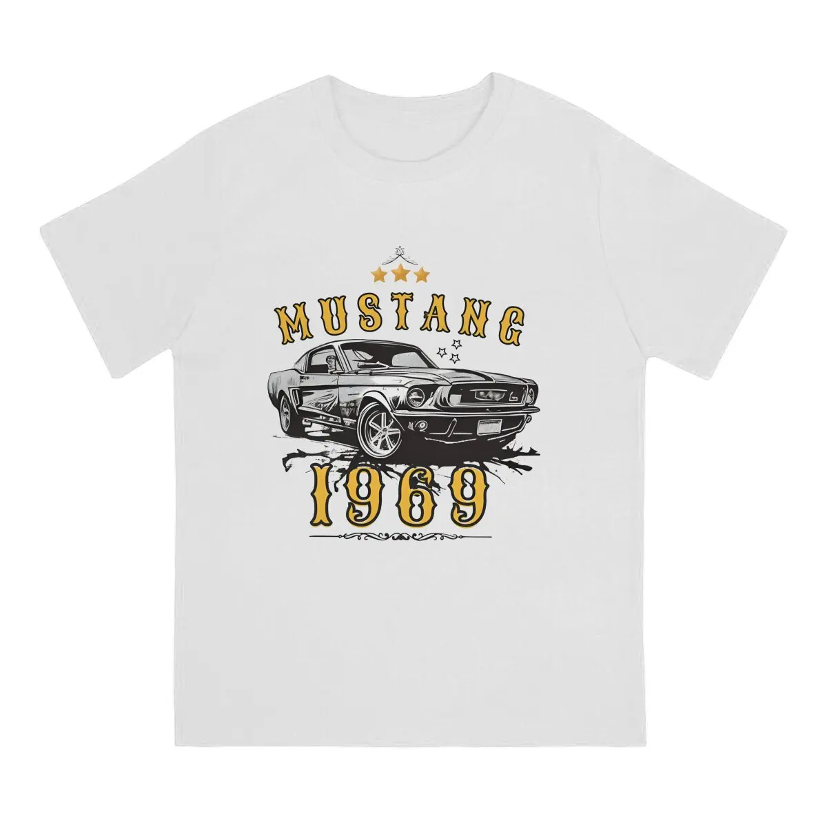 Men's T-Shirt Cool Car Casual Pure Cotton Tee Shirt Short Sleeve M-Mustangs T Shirts Round Neck Tops Party