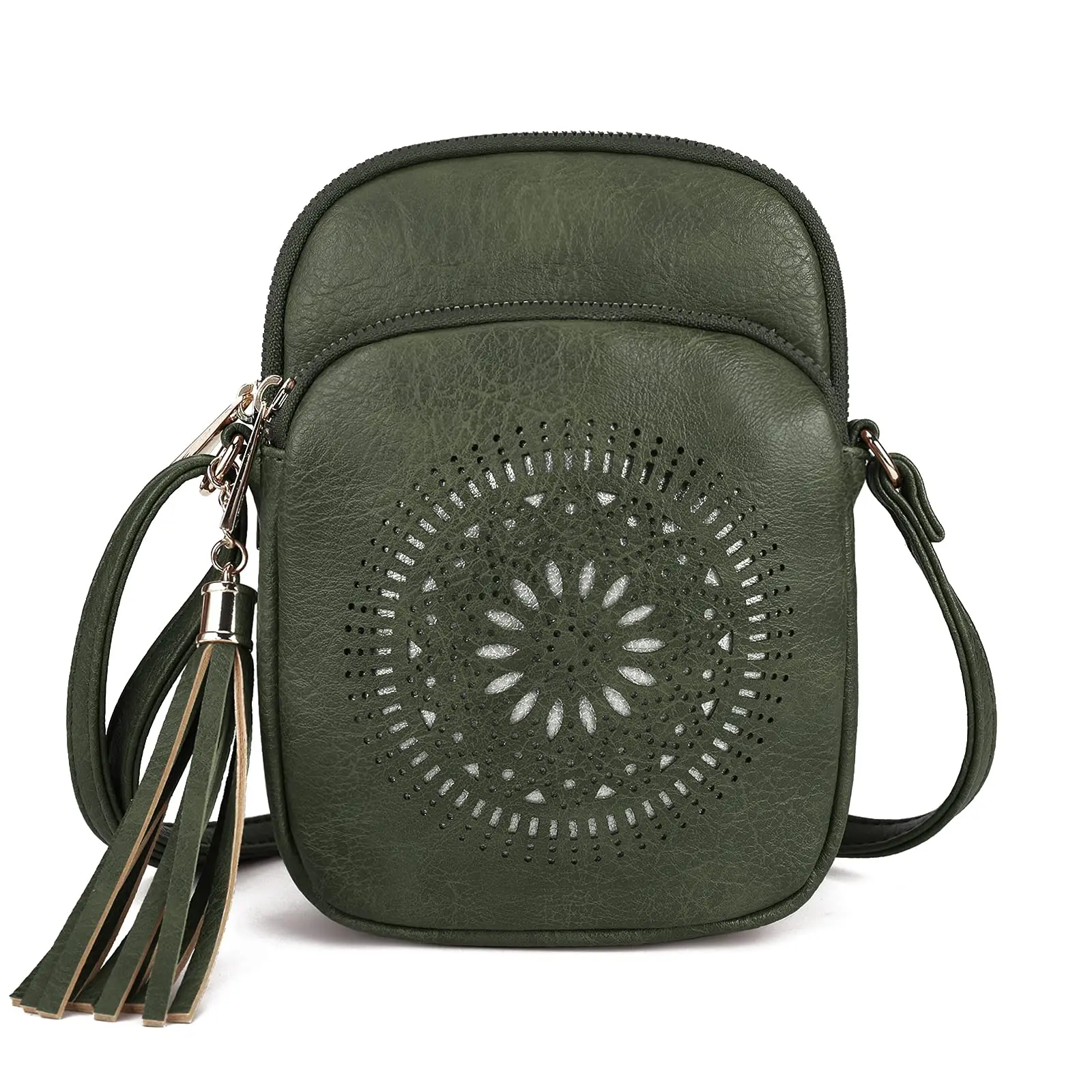 

Vegan Leather Triple Zip Crossbody Bags for Women Small Cute Travel Purse and Boho Cross Body Wallet for Cell Phone