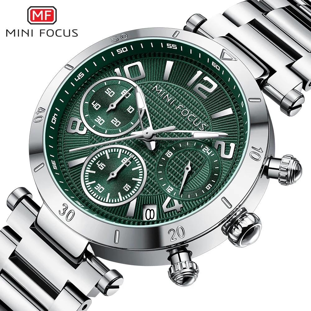 MINI FOCUS Watch for Young Women Luxury Chronograph Quartz Wristwatch Lady with Auto Date Stainless Steel Strap Schoolgirl Gift