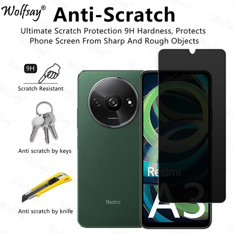 Anti-Spy Tempered Glass For Xiaomi Redmi A3 Privacy Screen Protector Redmi A3 A3X A2 A1 Plus Full Cover Glass For Redmi A3 Glass