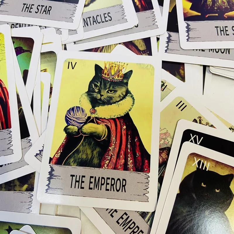 Mystic Cat Tarot Cards A 78 Deck English Board games Cards Selfcare for Tarot Readings Vibrant Easy Deck Fortune Telling Game