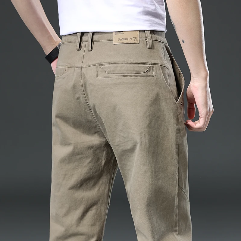 

New 97% Cotton Cargo Trousers Men Outdoor Fit Straight Solid Color Work Sweatpants Man Jogger Overalls Korean Casual Pants Male