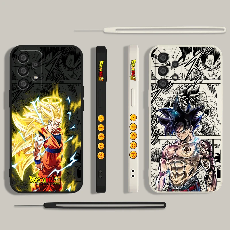 D-Dragon Balls Phone Case For Samsung A55 A53 A33 A52 A32 A71 A51 A21S A35 A25 5G Liquid Left Rope Funda