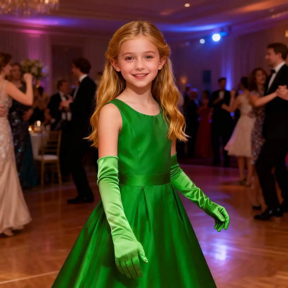 1 زوج الأطفال قفازات الراين مطعمة Bowknot ديكور الأميرة قفازات مشرق اللون قفازات أداء مرحلة الفتيات قفاز #4