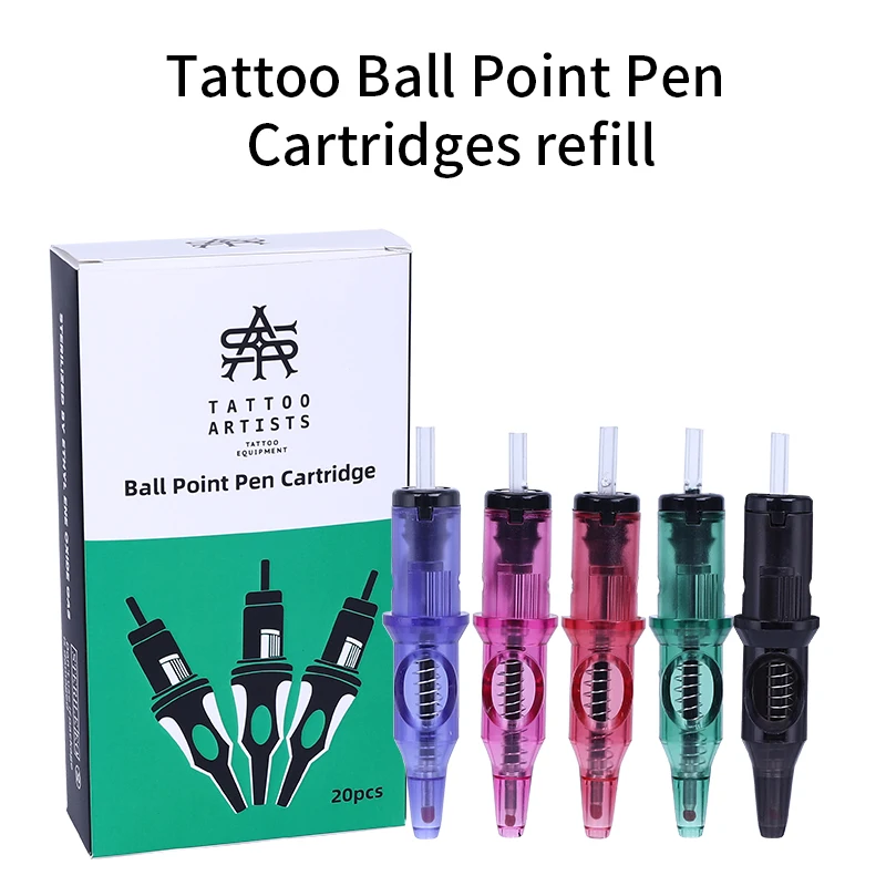 10/20pcs Ballpoint Tattoo Cartridge Needles 5 Colors Tattoo Practice Needles For Beginners And Designer Drawing Tattoo Supplies