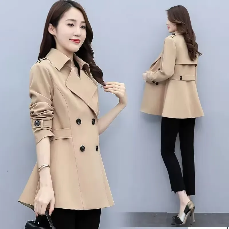 Spring Autumn Female Hooded Versatile Trench Coat Korean Lady Hooded Mid Length Version Outwear British Women  Windbreaker Tops