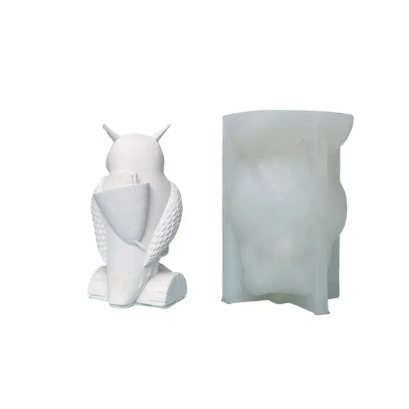 Cute Owl Silicone Candle Molds 3D Owl Soap Plaster Resin Crafts Casting Mold DIY Handmade Animal Chocolate Ice Cake Baking Tool