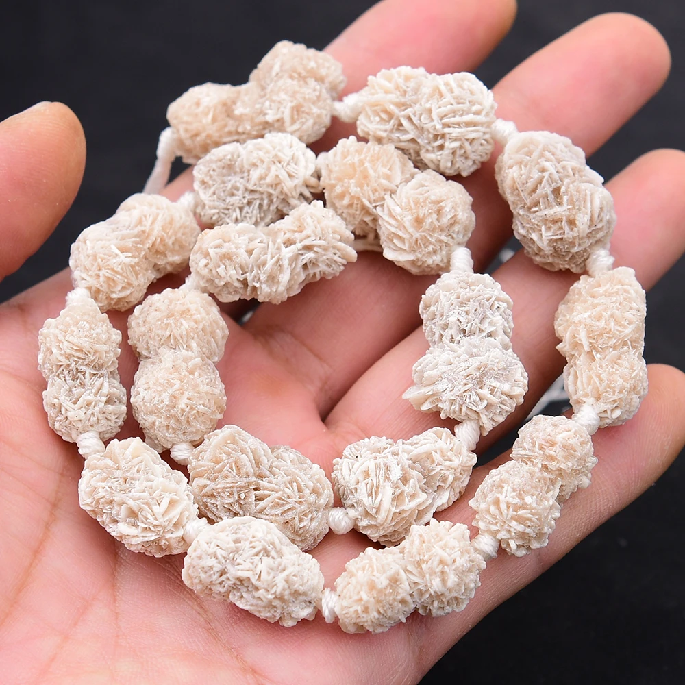APDGG Perles de pendentif en pépites brutes de forme libre en pierre de rose du désert naturelle, brin de 16,5'' pour bijoux DIY