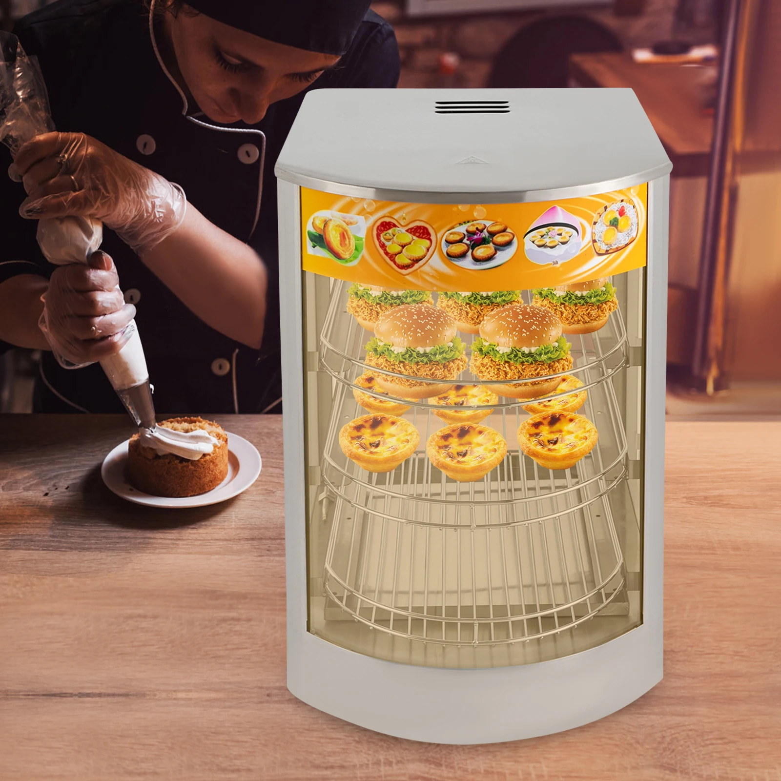 800 W Lebensmittelwärmer Vitrine 50 l kommerzieller Lebensmittelkleiderschrank 30–85 ° C-Verkaufsschrank zur Temperaturregelung für Appetitpräsentationen