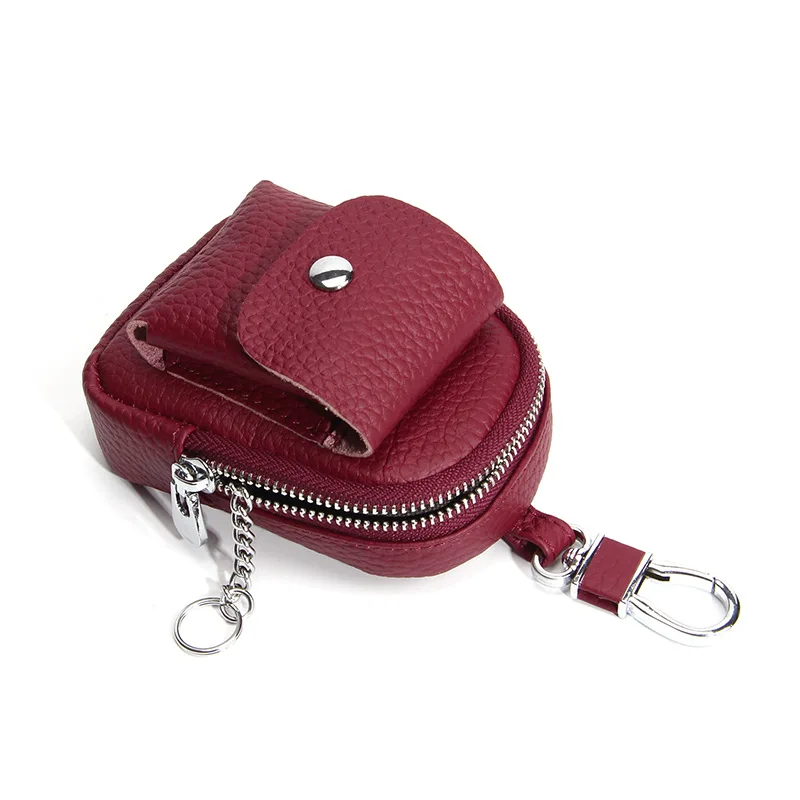 

Cute Backpack Keychain Mini Cosmetic Pocket for Women Genuine Leather Keys Lipstick Change Organizer Pouch Zipper Coin Purses