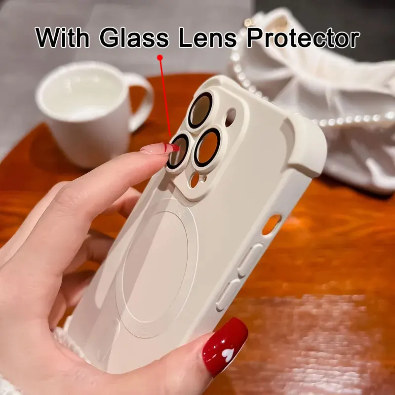 Magnetic Shockproof Silicone Bumper Phone Case For iPhone 17 16 15 14 13 12 Pro Max Plus For Magsafe Wireless Charge Cases Cover - náhled 4