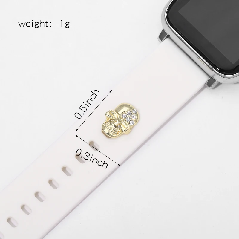 Divertidos dijes de correa de reloj para Apple Watch, dijes decorativos de calavera con lazo, accesorios de joyería de Metal para uñas para correa deportiva Iwatch