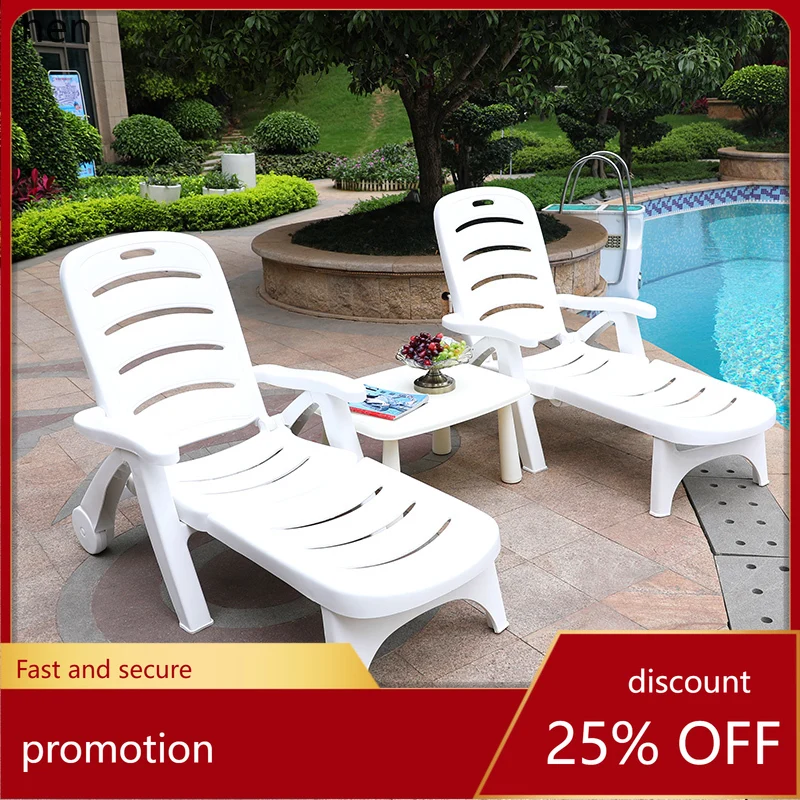 HT Strandstoelen voor buiten Zwembad Balkon Kunststof Binnenplaats Resort Hotel Vrije tijd Klapstoelen
