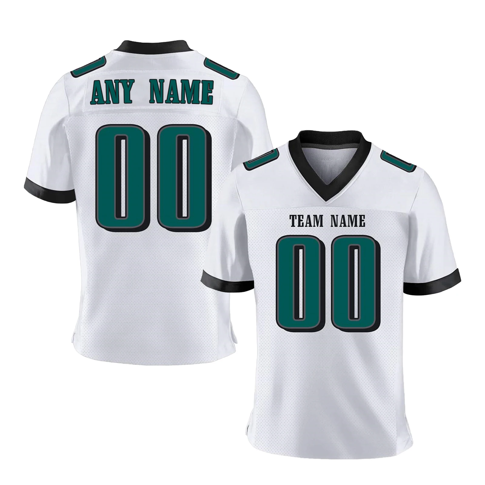 Custom Green Black White American Football Jersey Personalized Printed Name Number Team Uniform Fans Gift for Adults Kids