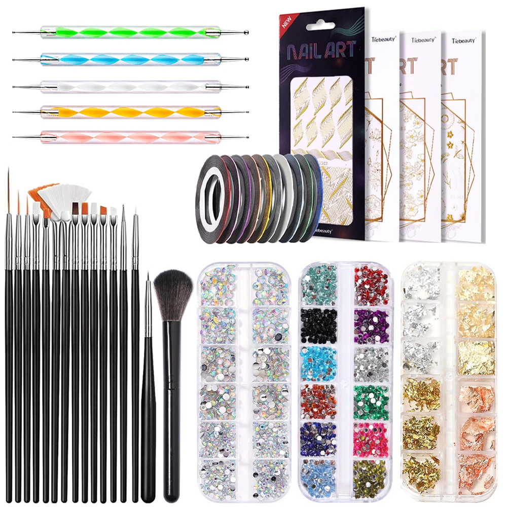 

HALAIMAN Nail Art Tools Professional Material Nail Parts Sequins Crystal Rhinestone Set Nail Brushes For Manicure Kits Stickers