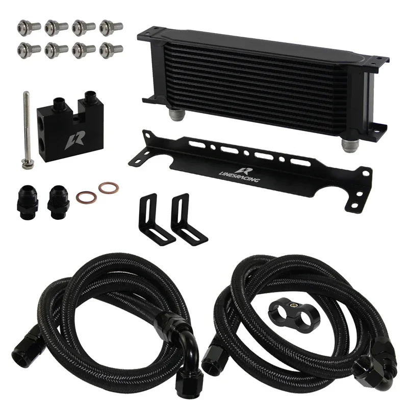 

10-19 Row Oil Cooler w/Bracket Hose Kit AN10 2006-2011 Black For BMW 3 Series N54 Engine 135i E82 335i E90 E92 E93 3.0L Inline 6