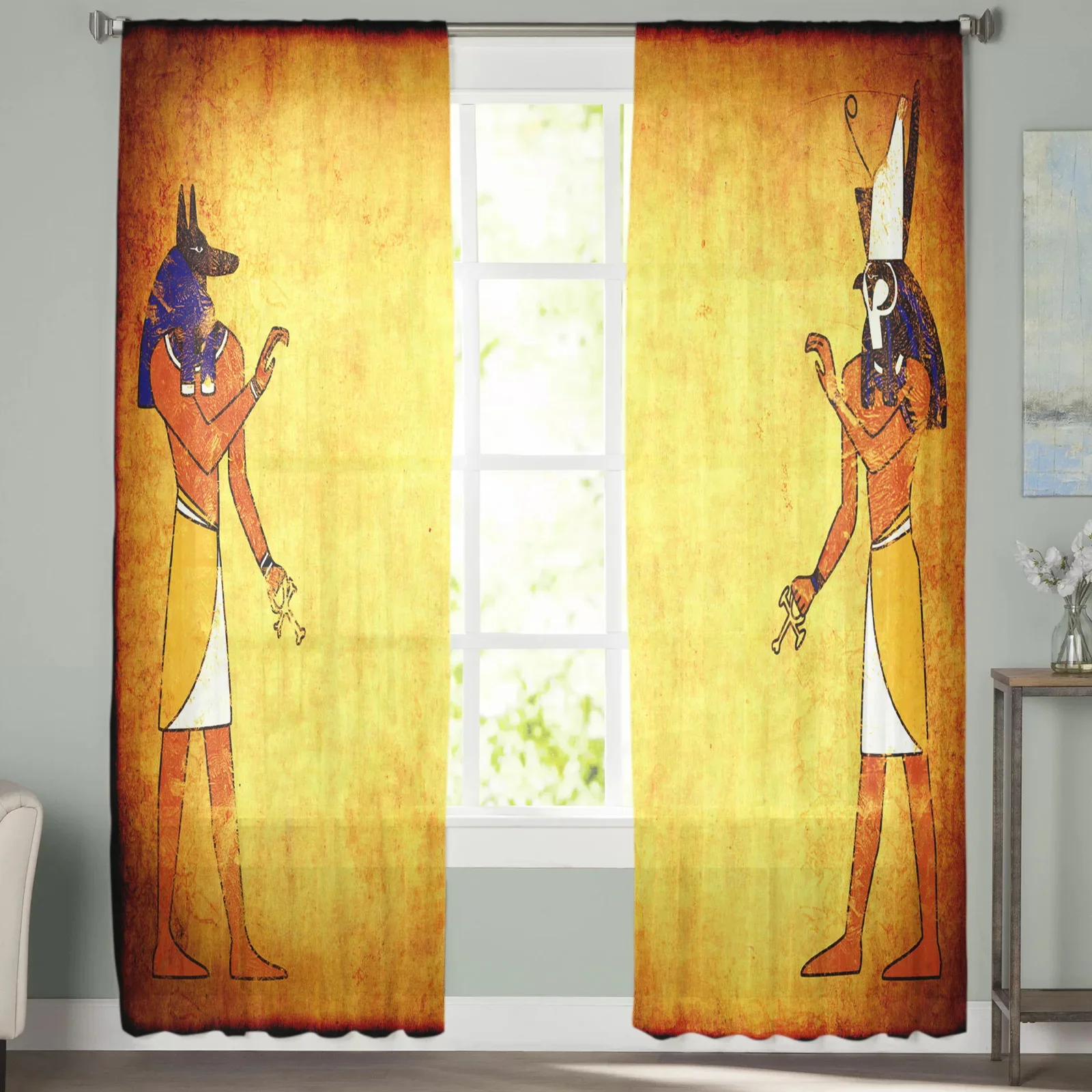 Mythology Country Egypt History Human Nation Sheer Curtains Window Curtains for Living Room Bedroom Blinds Kids Room Home Decor