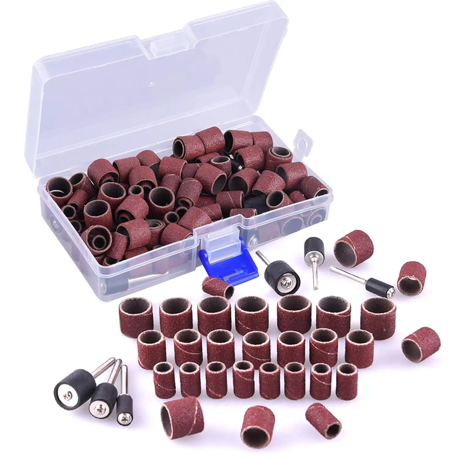 

132Pcs Aluminum Oxide Sanding Drum Kit 1/2 1/4 Inch Sand Mandrels 80/120/180Grit Fit for Dremel Nail Drill Rotary Abrasive Tools