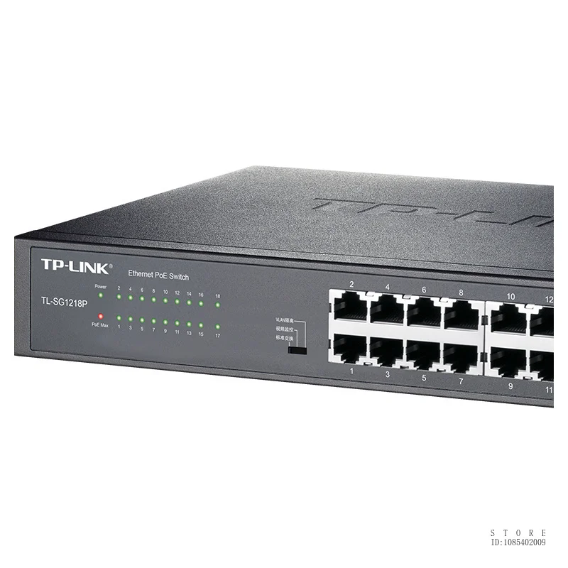 TP-LINK 16-port Gigabit POE+2 Gigabit Uplink Switch /16GE(PoE)+2GE, Total Power 180W, Single Power 30w, TL-SG1218P