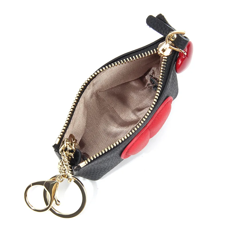 محفظة نسائية للعملات المعدنية، محفظة صغيرة مع حلقة مفاتيح للنساء، نمط قلب عصري، سلسلة مفاتيح، حاملات عملات جلدية