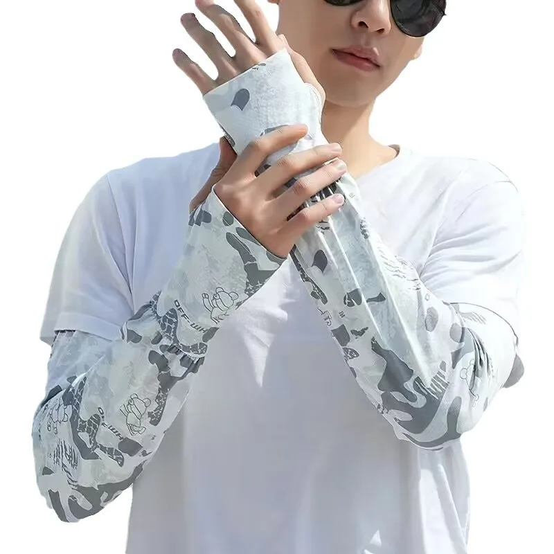 Mangas de brazo para hombre para deportes al aire libre ciclismo UPF 50+ protección UV refrigeración transpirable ajuste suelto manga larga verano