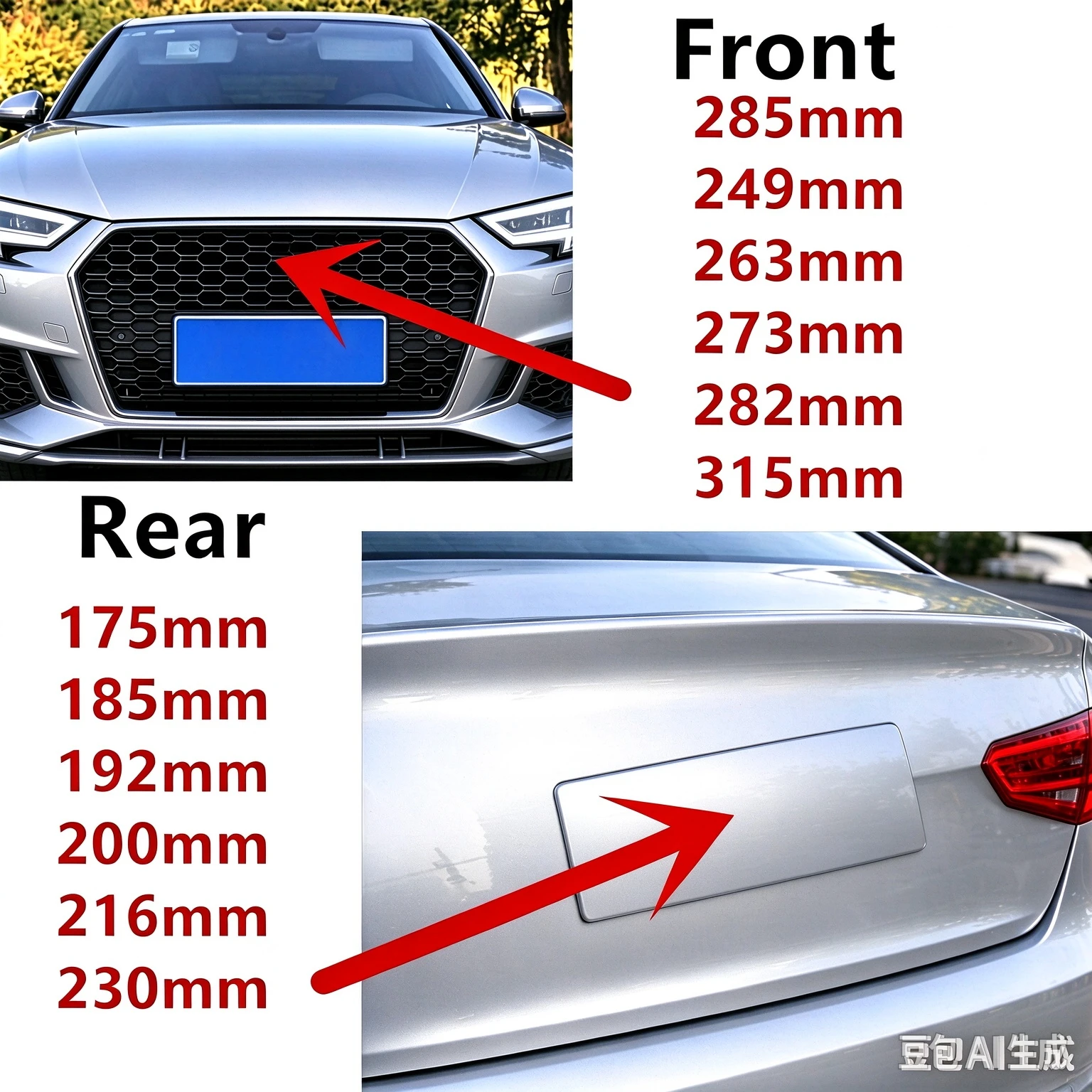 4 Ring logo ABS Silver/Black Car Hood Front Bonnet Grill Rear Trunk Emblem Badge Sticker For Audi A3 A4 A5 A6 A7 Q2 Q3 Q5 Q8 TT