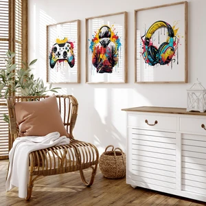 Gamer Decor Wall Art Posters, Gaming Prints, Teen Room Print, Bedroom, Living Room, Decor, Ideal Gift, Set of 3 6 Main Sales Gamer Decorative Frame - №2