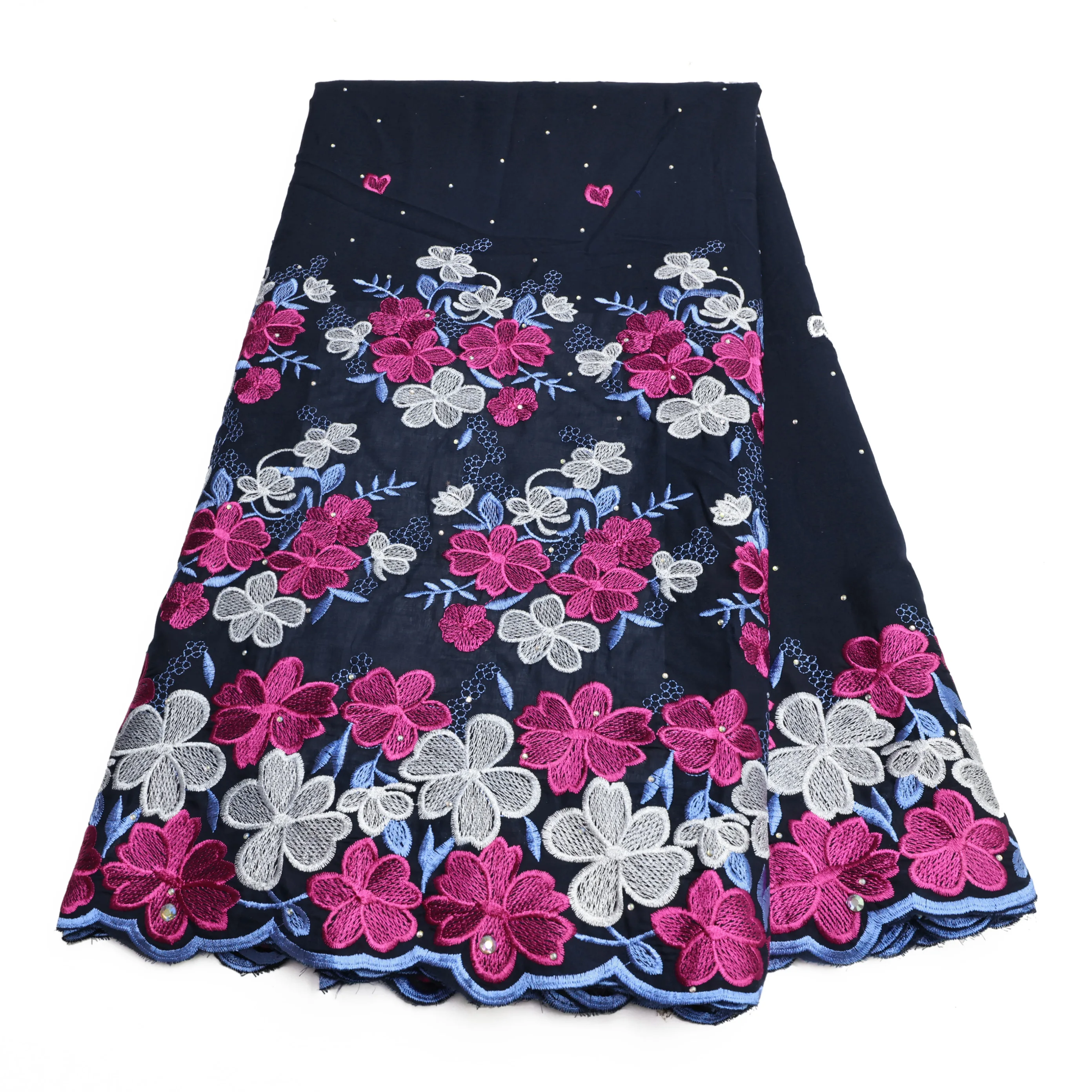 

African Cotton Lace Fabric 2025 High quality Swiss gauze Lace Fabric Nigerian Tulle Lace Stone embroidery stitched dress