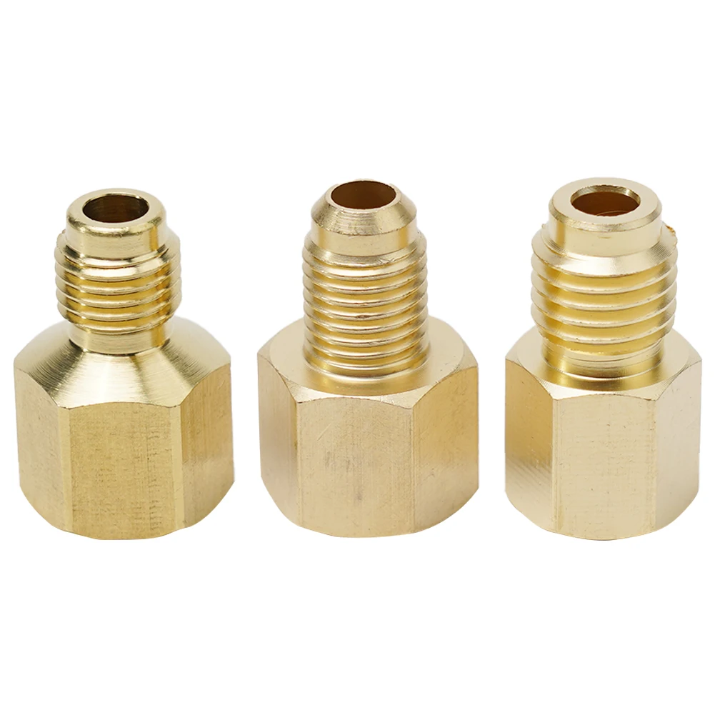 Vacuum Pump Adapter For R134a Hvac Pump R12 System 3PCS Brass R410a Refrigeration Service Straight Vacuum Useful