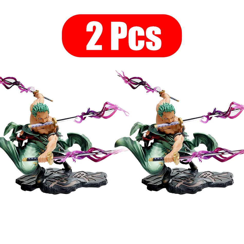 2Pcs 18cm One Piece Anime Figure Roronoa Zoro Figures PVC Model Collection Exquisite Desktop Decoration Statue Birthday Gift