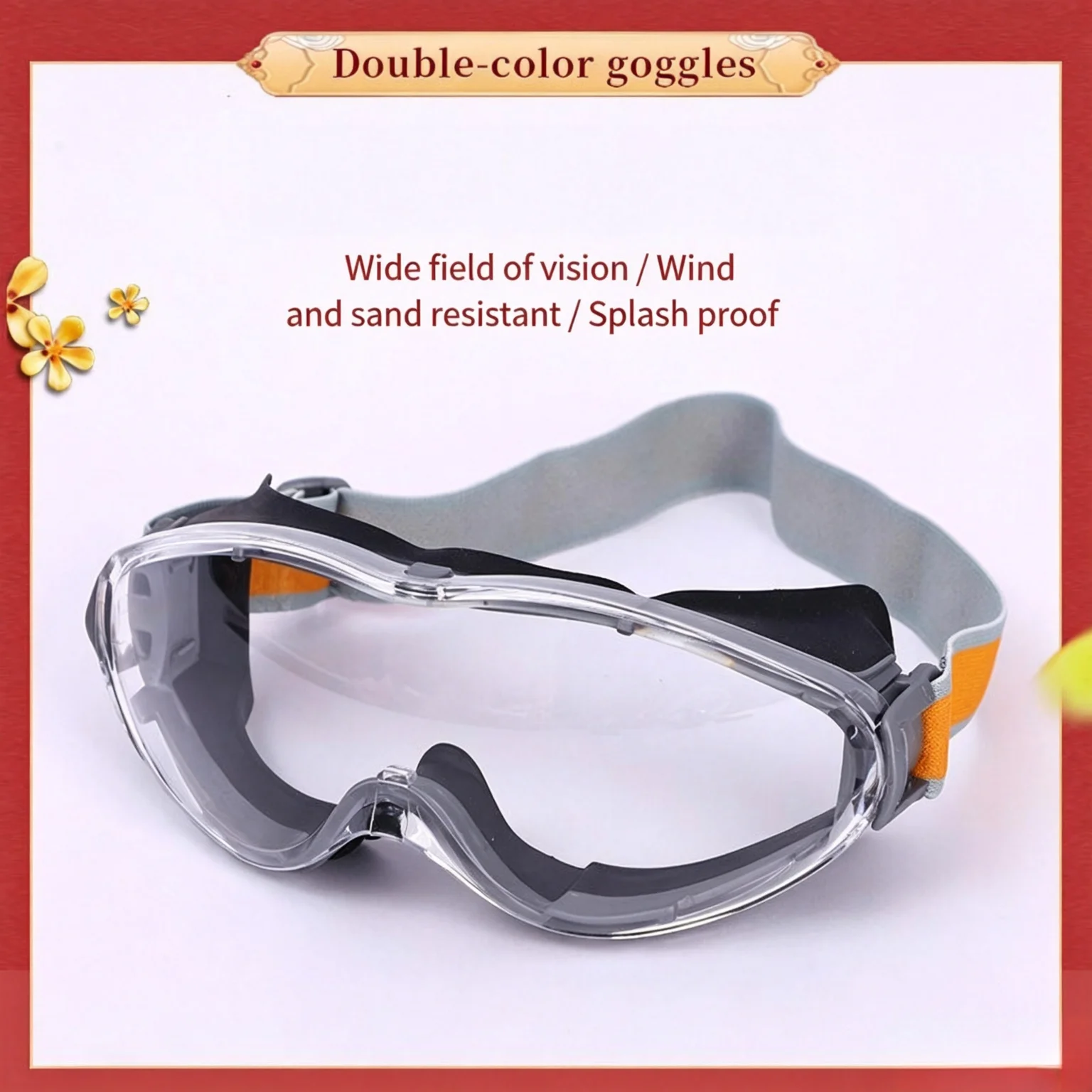 Dual-color High Definition Safety Goggles, Impact & Splash Resistant, Can Be Worn Over Myopia Glasses