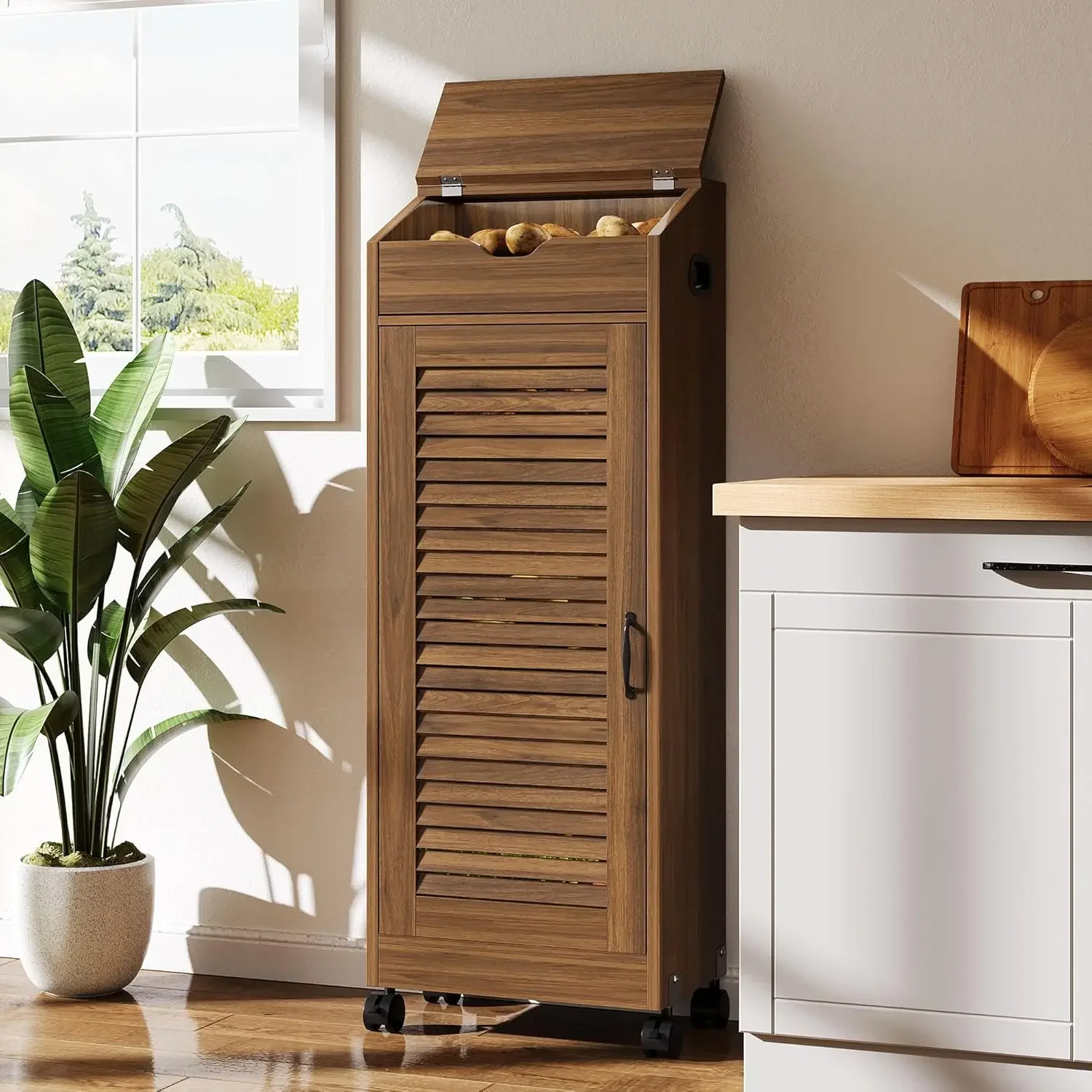 

Four Tier Potato Onion Storage Bin Movable Bread Box With Lid Farmhouse Vegetable Fruit Storage Box Kitchen Small Kitchen Pantry