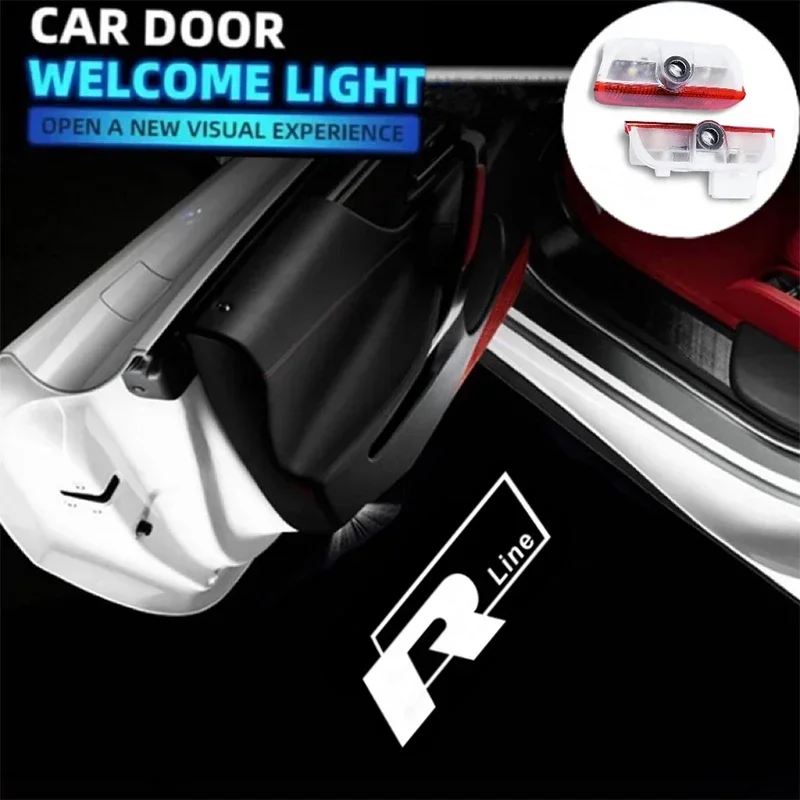 

2PCS Car Door Projector Decor Lamps LED Welcome Lights for VW R LINE Rline Jetta Golf Tiguan Passat B6 B7 Touran Touareg Sagitar